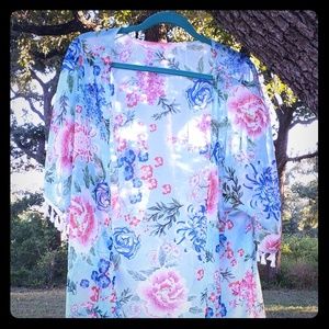 Aqua Floral Kimono
